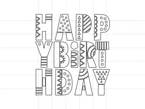 Happy Birthday Letters | Digital Stamp | Tazi Graphics & Printables