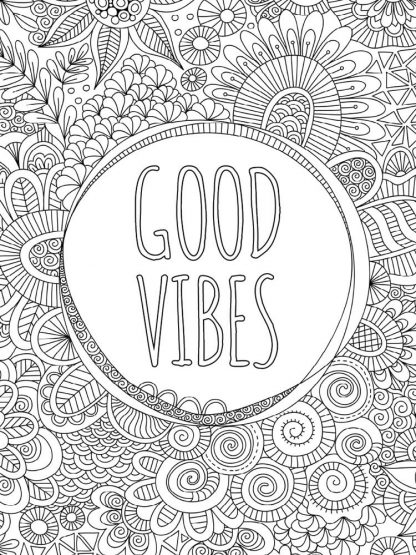 Good Vibes Doodle Colouring Page | Tazi Graphics & Printables